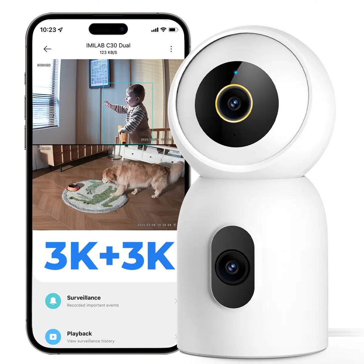 IMILAB C30 Dual KAMERA do monitoringu OBROTOWA IP NIANIA 360 3k 3k 64GB Stan opakowania oryginalne