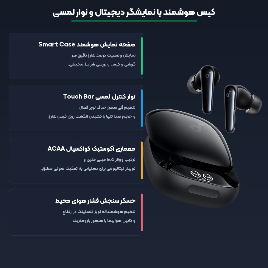 هندزفری بلوتوثی پرچمدار انکر Anker مدل Soundcore Liberty 4 Pro 4 مشخصات فنی و فناوری های کلیدی هندزفری انکر مدل Liberty 4 Pro