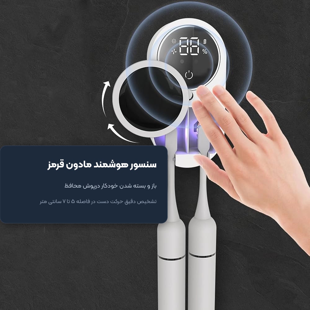 جا مسواکی و ضدعفونی کننده هوشمند بیتوای Bitvae مدل X122 6 سنسور مادون قرمز و باز و بسته شدن خودکار جا مسواکی هوشمند بیتوای