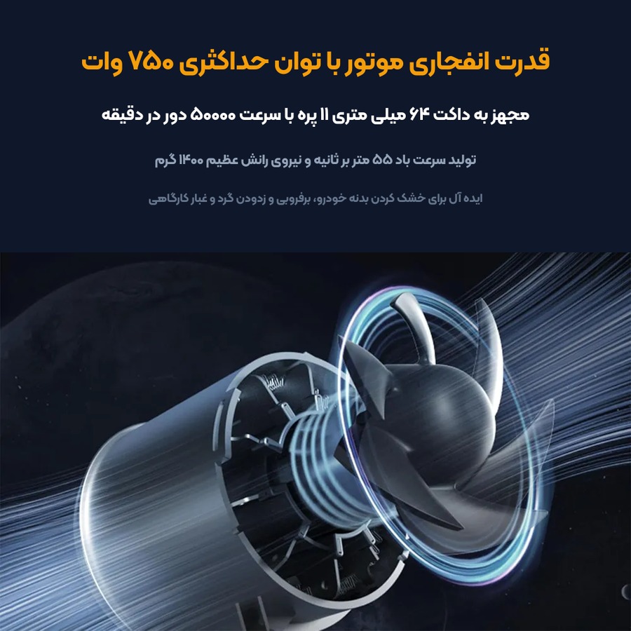 جت فن توربو شارژی و دمنده بوستر Booster مدل TF64A2 5 موتور براشلس ۷۵۰ وات جت فن توربو شارژی بوستر TF64A2