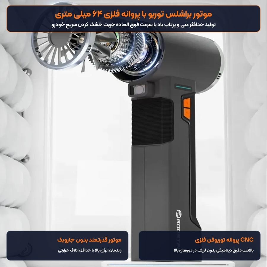 موتور براشلس توربو و پروانه فلزی جت فن بوستر