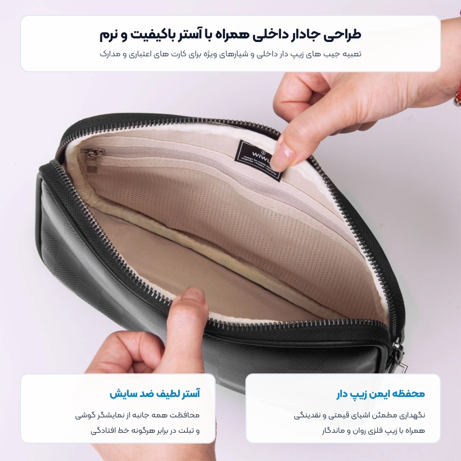 شیارهای کارت و فضای داخلی نرم کیف دستی ویوو Phantom