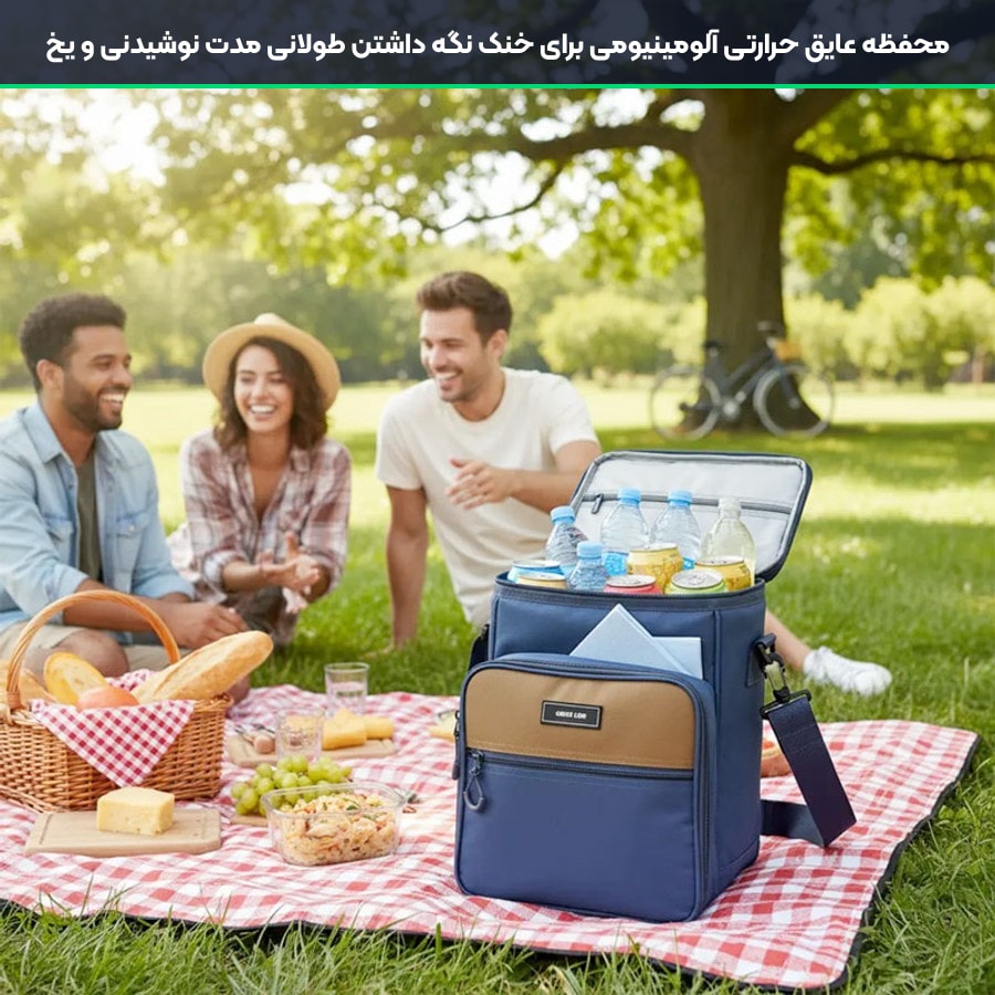 محفظه حرارتی خنک نگهدارنده کیف پیک نیک گرین لاین در طبیعت