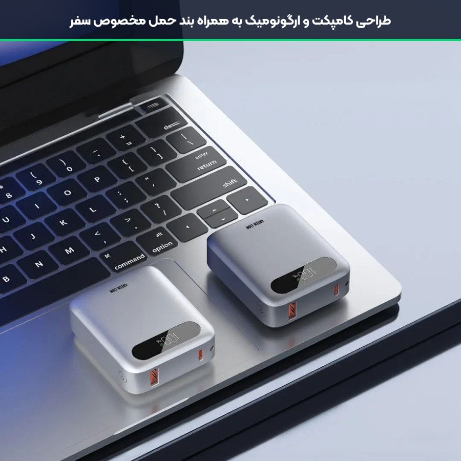 طراحی کامپکت و ارگونومیک به همراه بند حمل مخصوص سفر در پاوربانک گرین لاین Zuno