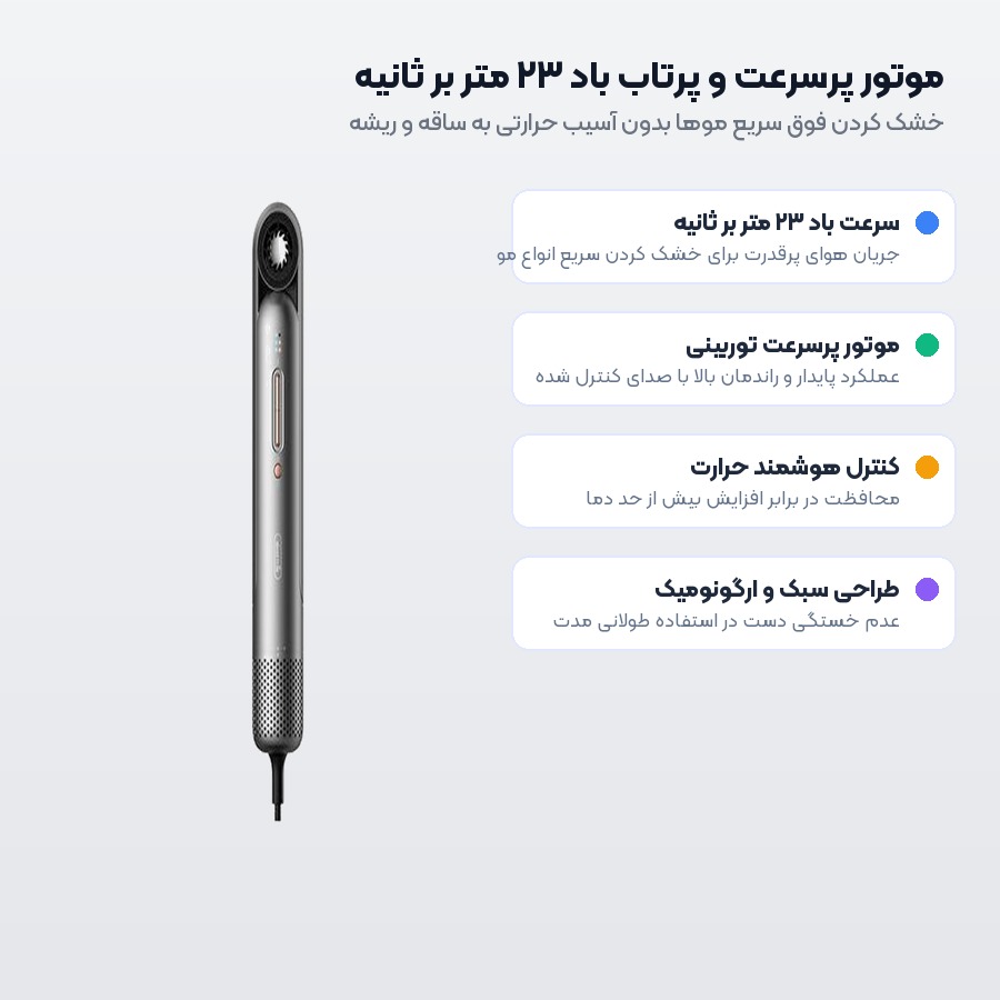 سشوار درما Deerma مدل CF35 5 موتور پرسرعت و جریان هوا در سشوار درما