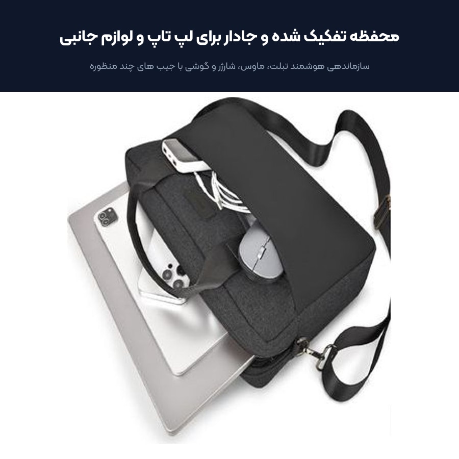 کیف دستی لپ تاپ 15.6 اینچ ویوو WIWU مدل Minimalist Laptop Bag Pro 4 محفظه تفکیک شده و جادار کیف لپ تاپ ویوو