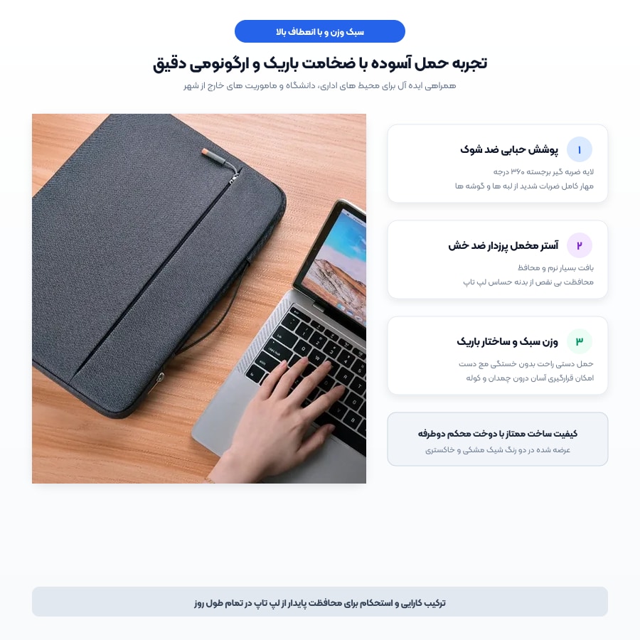 کیف دستی و کاور لپ تاپ ویوو WIWU مدل Pilot Sleeve 14 Inch 6 ضربه گیر حبابی و استایل باریک کیف دستی لپ تاپ ویوو