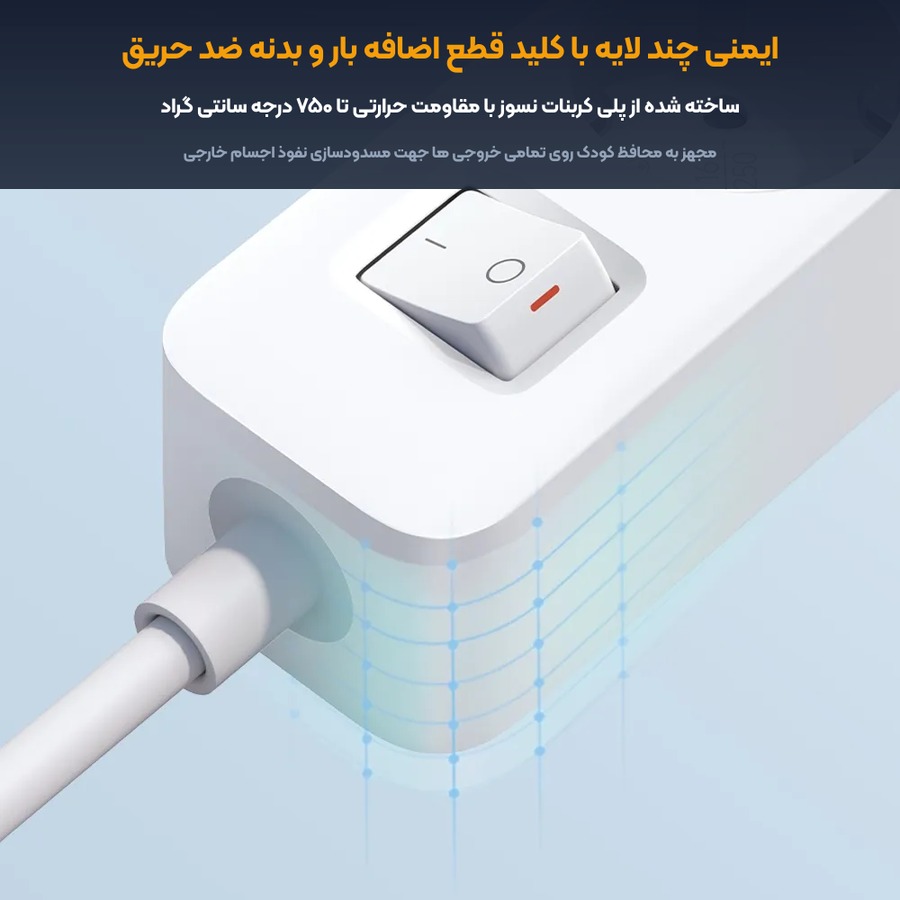 چندراهی برق و شارژر سریع ۲۰ وات شیائومی Xiaomi مدل XMCXB01 5 ایمنی و بدنه نسوز چندراهی برق شیائومی مدل XMCXB01