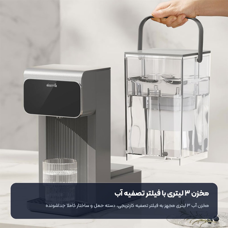 کتری برقی و آب جوش کن فوری شیائومی Deerma مدل DEM-SH37W 4 مخزن آب ۳ لیتری با فیلتر در کتری برقی شیائومی درما