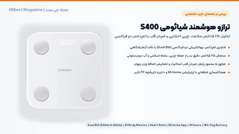 راهنمای خرید و بررسی ترازو هوشمند شیائومی S400؛ آنالیز ۲۵ شاخص بدن – می بست
