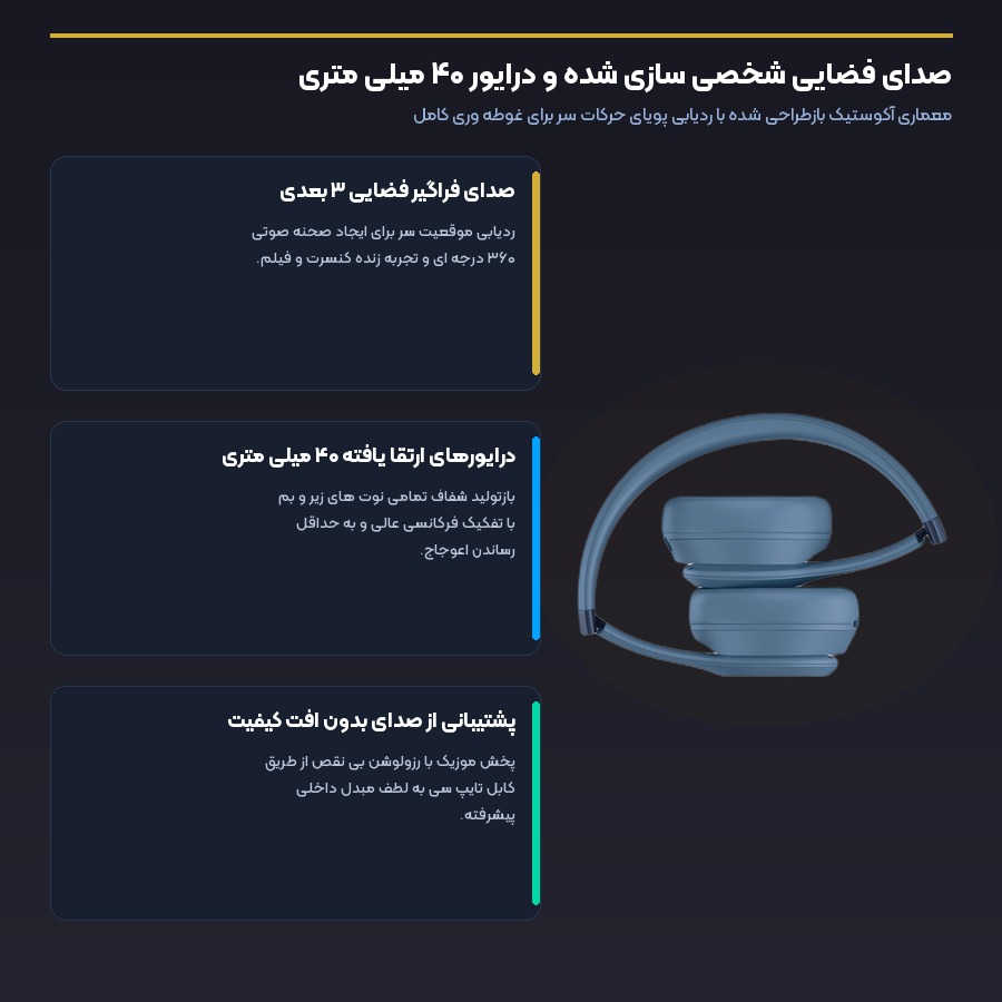 صدای فضایی شخصی سازی شده و درایور ۴۰ میلی متری در هدفون بلوتوثی بیتس سولو ۴