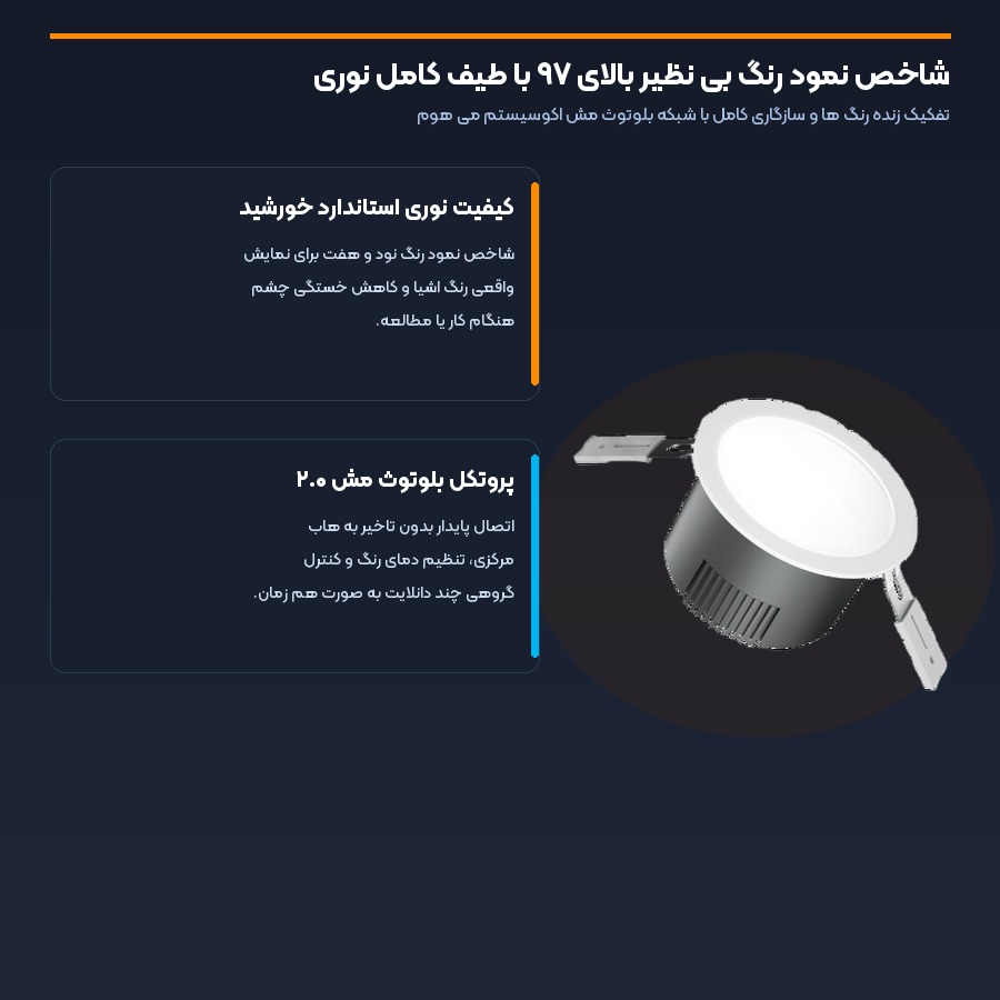 شاخص تفکیک رنگ بالا و کیفیت نوری دانلایت هوشمند لینپتک T8