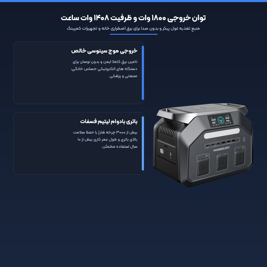 توان خروجی ۱۸۰۰ وات موج سینوسی خالص در پاور استیشن پاورولوژی