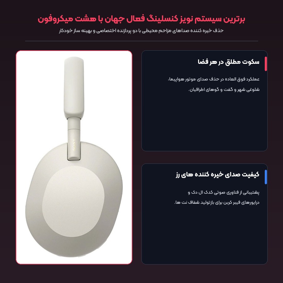 برترین سیستم نویز کنسلینگ فعال جهان هدفون بی سیم سونی WH-1000XM5