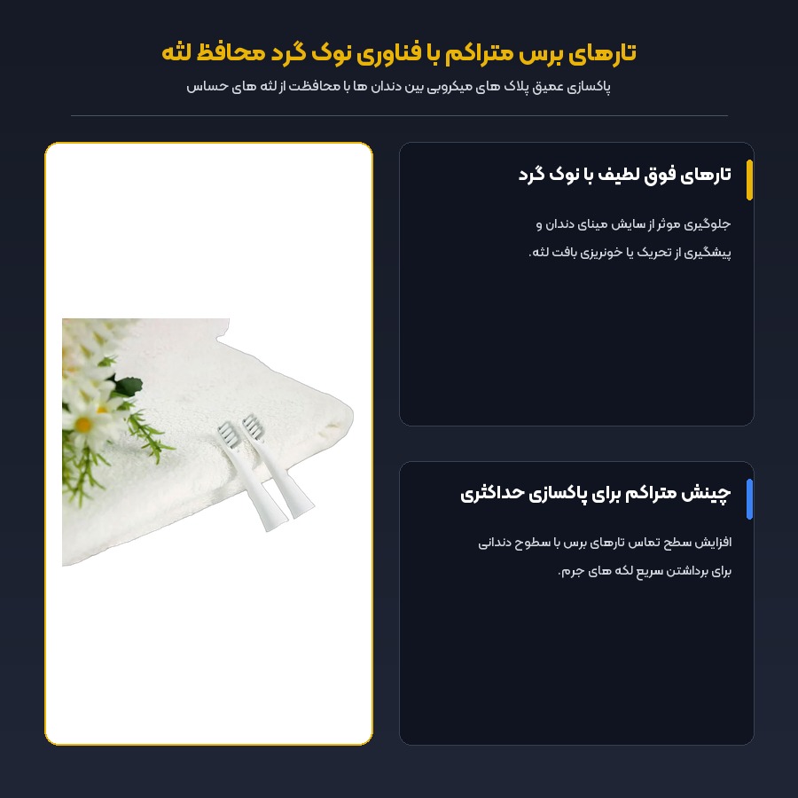 تارهای متراکم و محافظ لثه سری مسواک برقی بومیدی