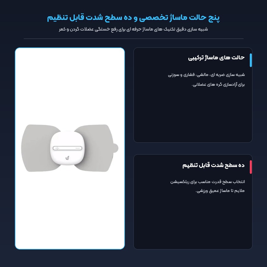 ماساژور پروانه ای شیائومی لراوان مدل LF Magic Touch 4 حالت های ماساژ TENS ماساژور پروانه ای شیائومی لراوان مدل LF Magic Touch