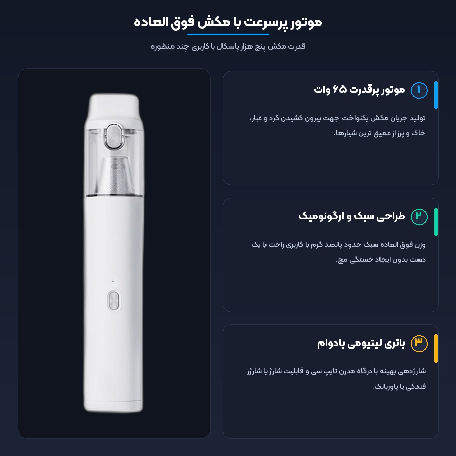جارو شارژی شیائومی لیدستو Lydsto مدل H1 Edge 3 موتور پرقدرت جارو شارژی شیائومی لیدستو مدل H1 Edge