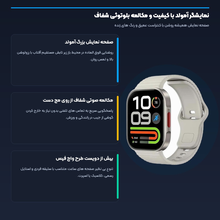 ساعت هوشمند شیائومی ردمی Xiaomi Redmi مدل Watch 6 Lite 4 اینفوگرافیک نمایشگر آمولد با کیفیت و مکالمه بلوتوثی شفاف ساعت هوشمند ردمی واچ ۶ لایت