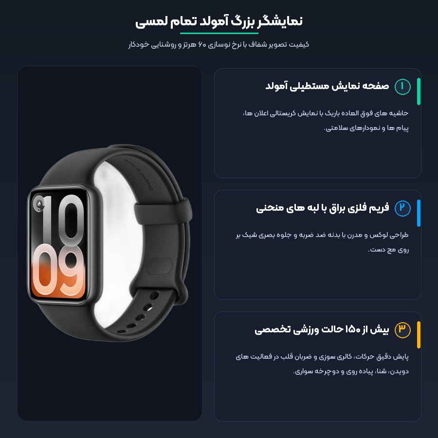 نمایشگر آمولد مچ بند هوشمند شیائومی مدل Smart Band 10 Pro