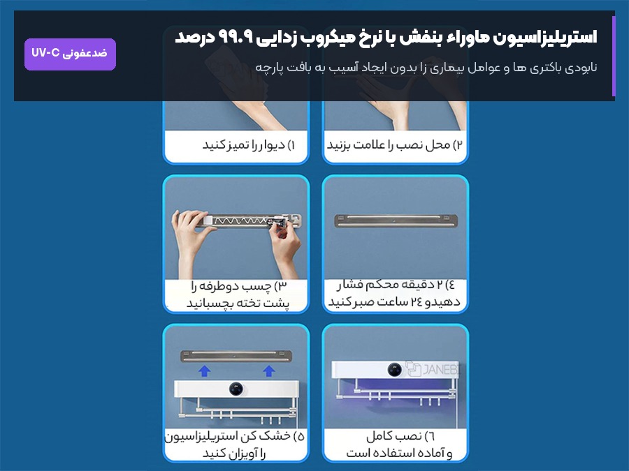 ضدعفونی فرابنفش UV-C خشک کن حوله شیائومی با نابودی میکروب ها